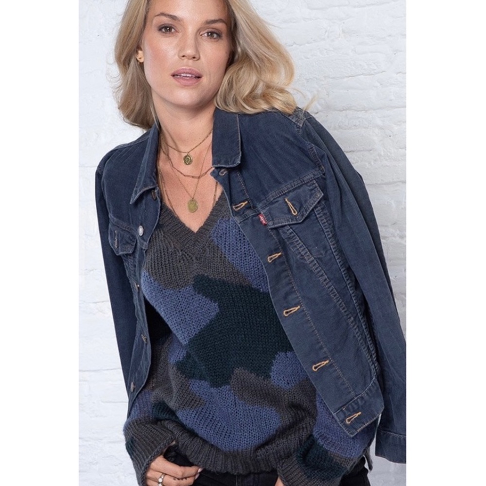 New Wooden Ships Camo blue lightweight sweater M/L